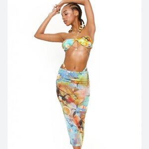Jaded london citrus mesh set swimsuit and maxi skirt